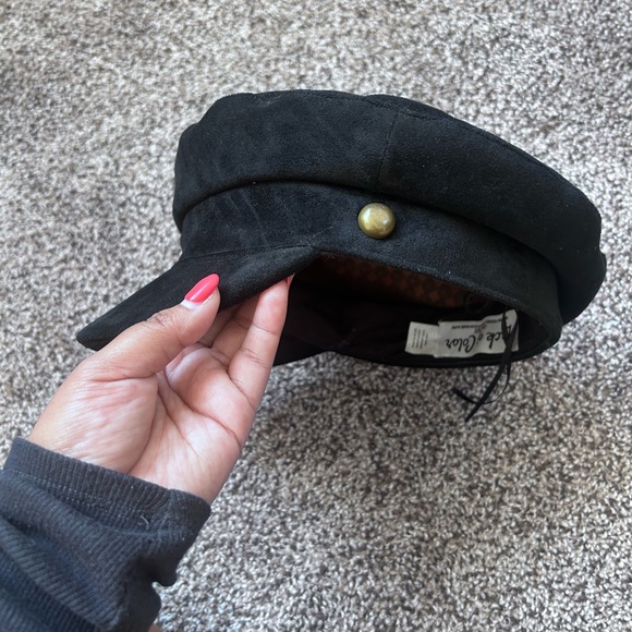 Black Suede Baker Boy Cap - lack of color